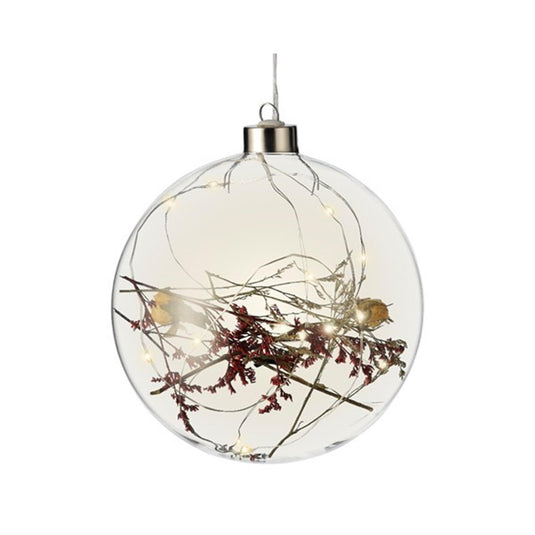 Lumineo micro led verlichting bal met droogbloemen ø14cm op batterij met 6 uurs timer voor binnen gebruik