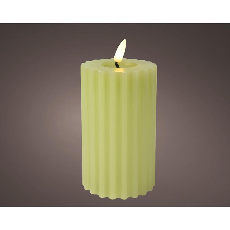 Afbeelding laden in galerijviewer, Lumineo led kaars ribbel voor binnen met vlameffect en timer dia7,5x14,7cm groen werkt op 2xaaa batterijen (excl)<br> <br> <br> <br>
