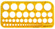 Aristo cirkelsjabloon - afmetingen 260x130mm - diameter 1 tot 36mm - 45 cirkels - oranje transparant - ar-5033
