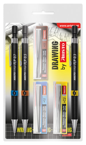 Aristo ar-23559 vulpotlodenset hb 0.35 0.5 0.7mm met gratis potloodstiftjes