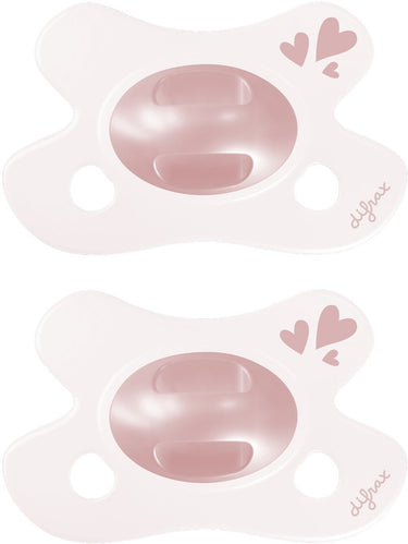 Difrax fopspeen natural - newborn - hartje - lichtroze - 2 stuks