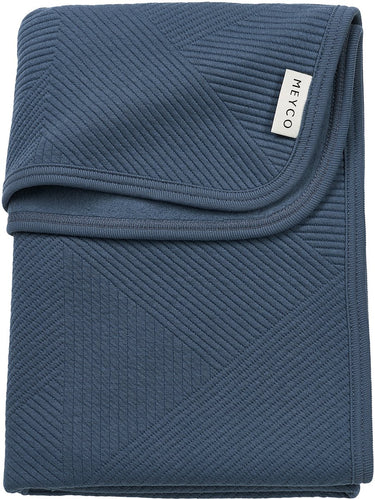 Meyco baby jacquard ledikant deken - flannel - indigo - 100x150cm - 1.0 tog