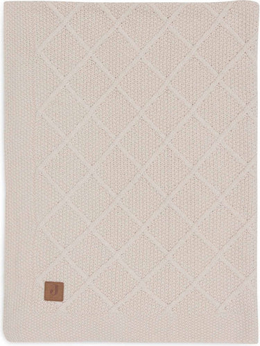 Jollein - deken wieg 75x100cm - wiegdeken, wiegdekentje, dekentje baby - check knit oatmeal