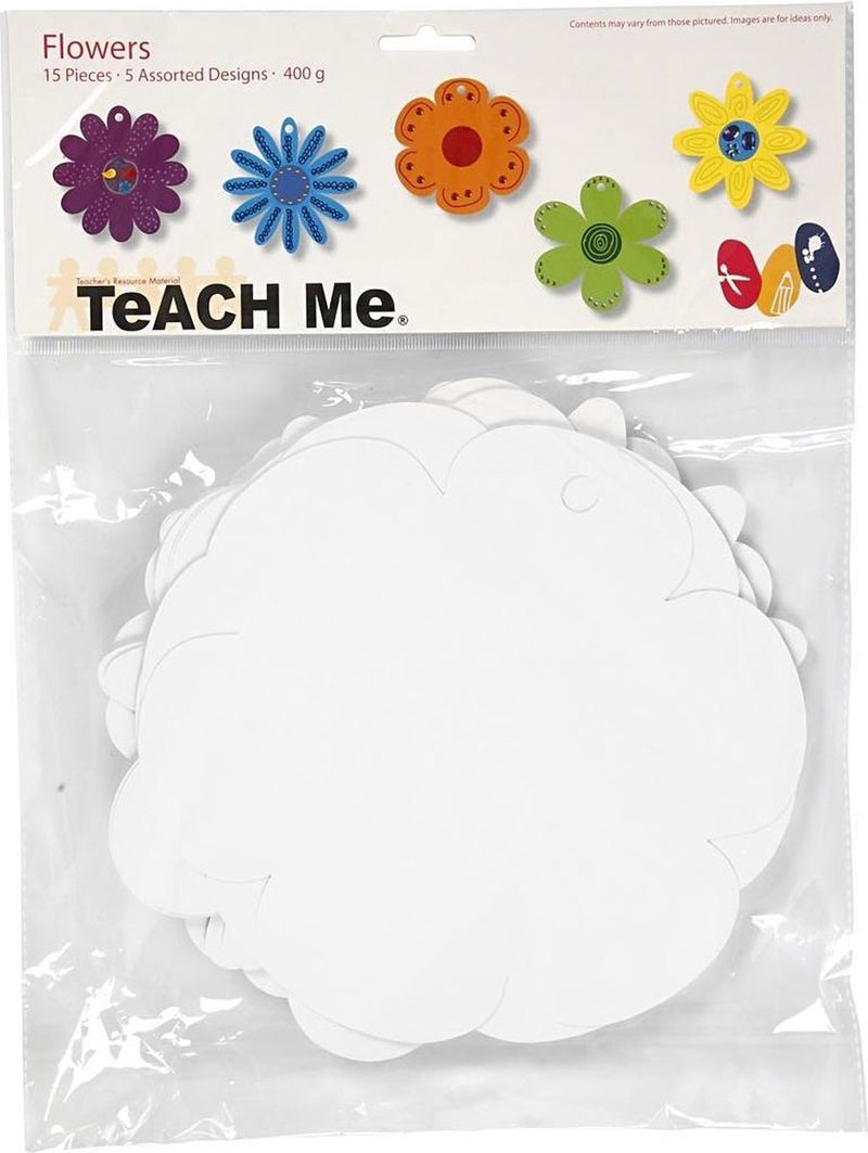Afbeelding laden in galerijviewer, Creotime knutselset flowers 20 cm karton wit 15 stuks

