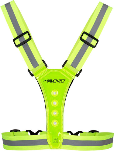Avento hardloop veiligheidsvest reflecterend met leds - met batterij - geel