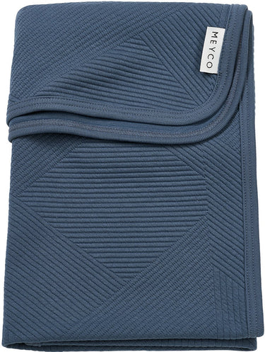 Meyco baby jacquard wiegdeken - indigo - 75x100cm - 0.5 tog