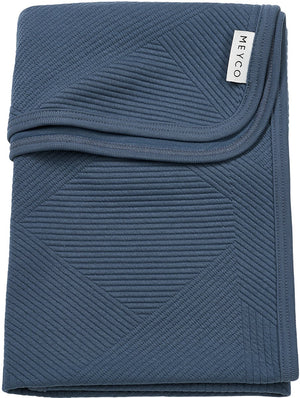 Meyco baby jacquard ledikant deken - indigo - 100x150cm - 0.5 tog
