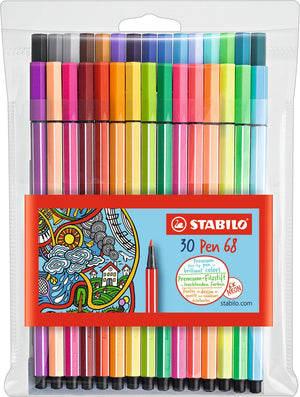 Stabilo pen 68 - premium viltstift - etui met 24 standaard 6 neon kleuren