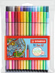 Stabilo pen 68 - premium viltstift - etui met 24 standaard 6 neon kleuren