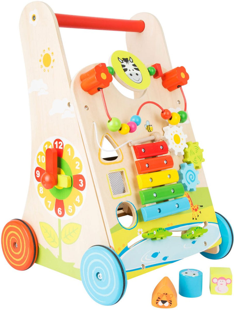 Afbeelding laden in galerijviewer, Small foot - houten baby walker loopwagen kleurrijk
