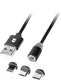 Rebel comp serie - magnetische usb kabel 3-in-1 - iphone; usb-c; micro usb