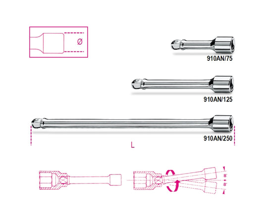 Beta 3 8” verlengstukken, zwenkbaar 910an 250 - 009100829
