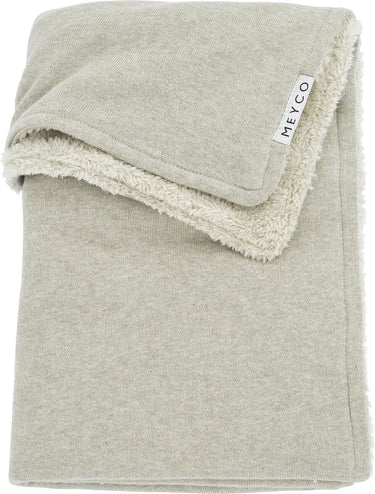 Meyco baby knit basic teddy ledikant deken - sand melange - 100x150cm - 2.0 tog