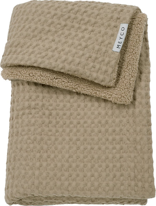 Meyco baby wafel teddy wiegdeken - taupe - 75x100cm - 2.0 tog