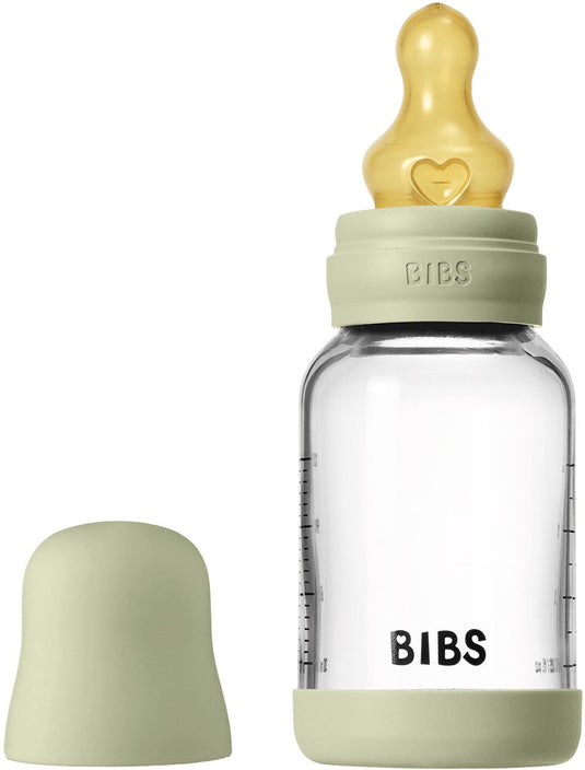Bibs fles - slow flow - 120 ml - glas latex - sage