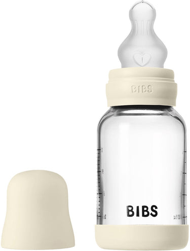 Bibs fles - slow flow - 120 ml - silicone glas - ivory