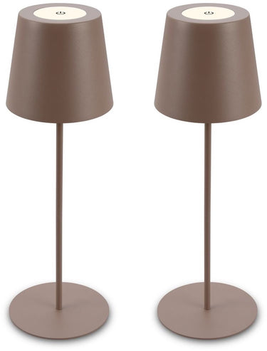 Briloner kiki - set van 2 tafellampen oplaadbaar - dimbaar - voor binnen en buiten - in hoogte verstelbaar - warm wit licht - bruin