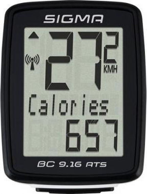 Sigma bc 9.16 ats fietscomputer - 9 functies - draadloos - zwart dmg
