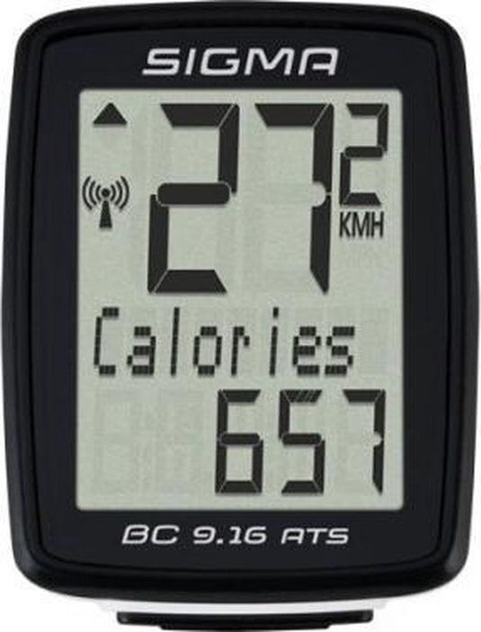 Sigma bc 9.16 ats fietscomputer - 9 functies - draadloos - zwart dmg