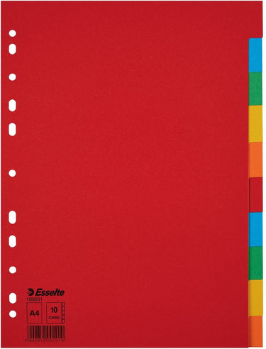 Esselte tabbladen economy a4 10-delig karton 11-rings assorti | 10 stuks
