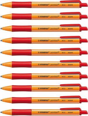Stabilo pointball - balpen - navulbaar - rood - doos met 10 stuks