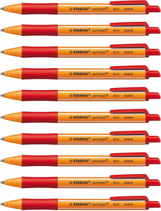 Stabilo pointball - balpen - navulbaar - rood - doos met 10 stuks