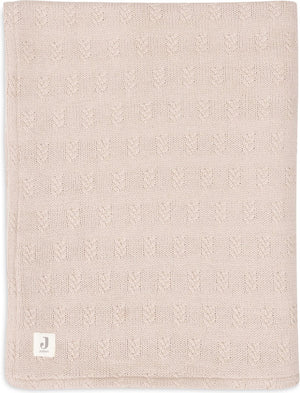Jollein - deken ledikant 100x150cm - dekentje baby - grain knit - wild rose velour
