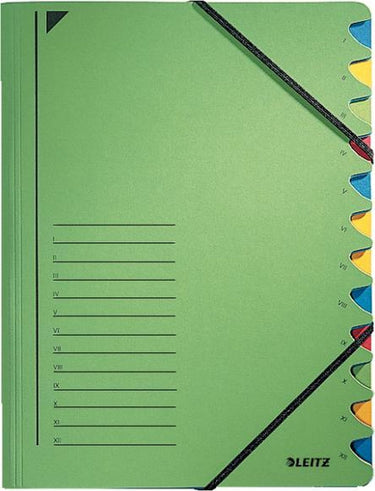 Leitz sorteermap groen karton a4