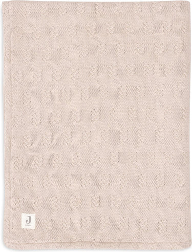 Jollein - deken ledikant 100x150cm - dekentje baby - grain knit - wild rose velour