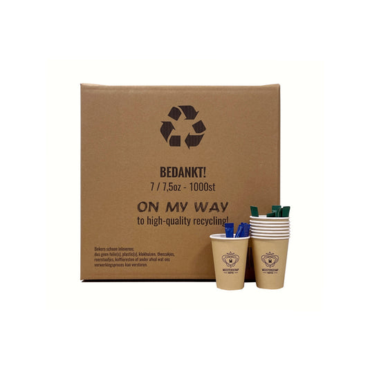 On my way recycle doos voor 1.000 koffiebekers incl. rasters zak (10 stuks)