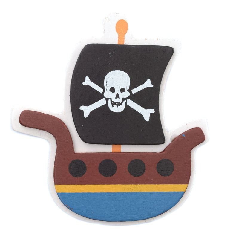Afbeelding laden in galerijviewer, Darice • painted wood shapes piratenboot 9,5x8,9x0,5cm
