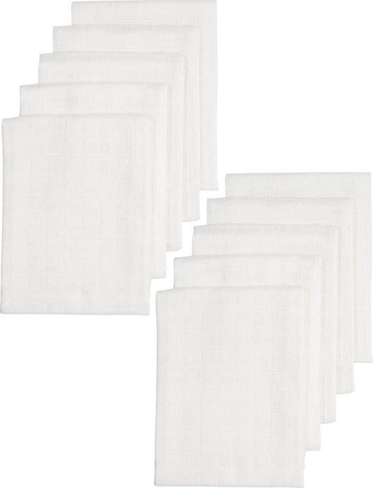 Meyco baby uni hydrofiele doeken - 10-pack - biologisch - white - 80x80 cm