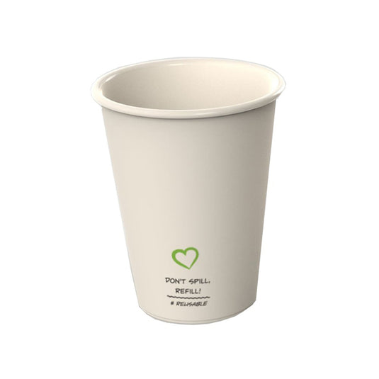 Takeaware reusable plastic koffiebeker blanco beige (400x180cc)