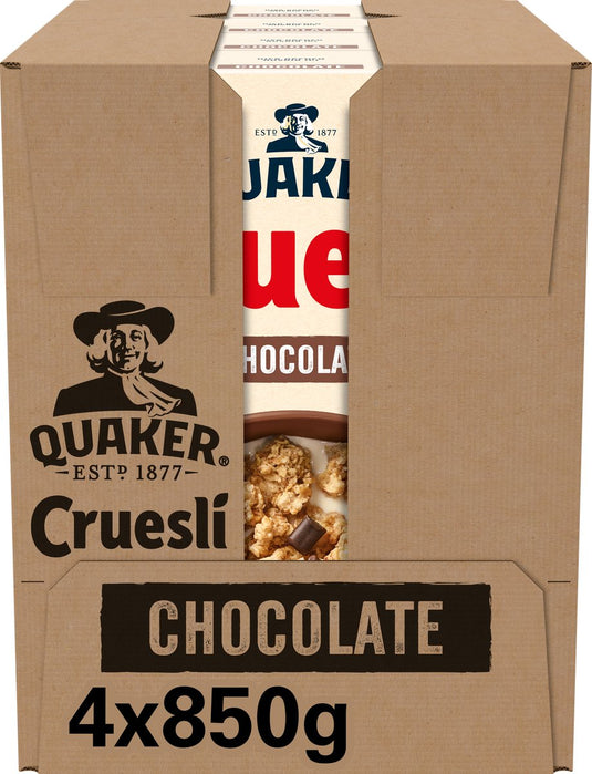 Quaker cruesli chocolade - ontbijtgranen - 4 x 850 gram