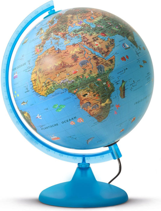 Arca wereldbol globe met ledverlichting - nederlandstalig - 25 cm