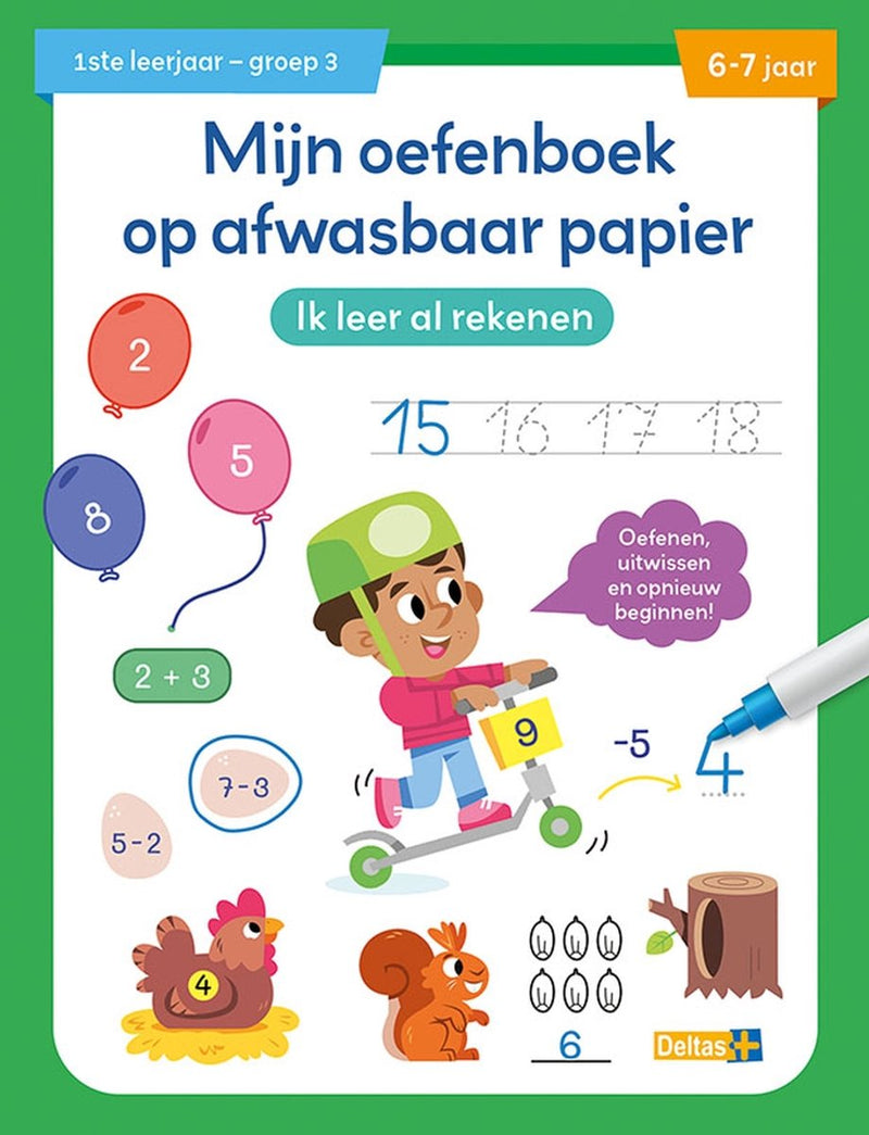 Afbeelding laden in galerijviewer, Deltas oefenboek afwasbaar papier ik leer al rekenen (6-7 j.)
