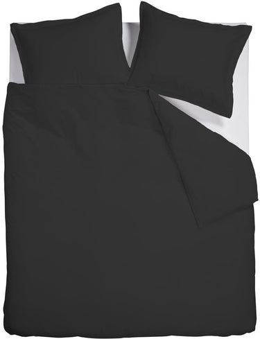 Ambiante satin uni dekbedovertrek - lits-jumeaux - 240x200 220 cm - zwart