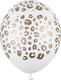 Partydeco - ballonnen wit opdruk spots. (50 stuks)