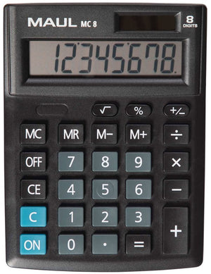 Maul bureaurekenmachine mc 8 lcd-scherm 1-regelig, 8 cijfers solar batterij 13.7 x 10.3 x 3.1 cm zwart