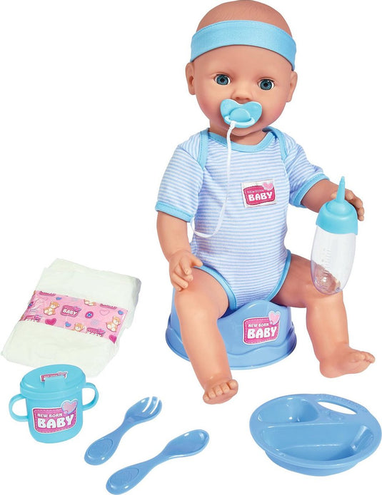 Simba new born baby - babypop - 43 cm - slapende ogen - blauw - drink en plasfunctie - babypop