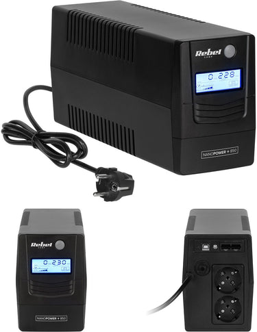 Rebel ups 850va – lcd – noodstroomvoorziening voor pc, router modem – usb – viewpower