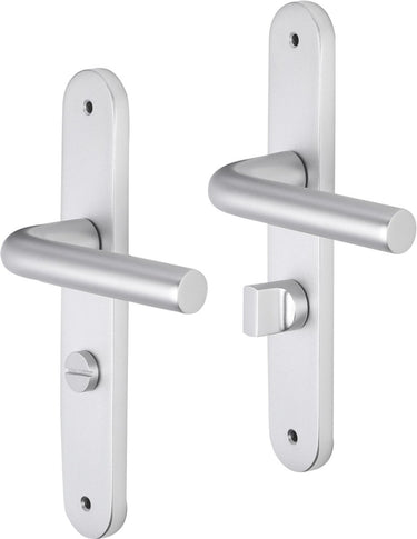 Impresso deurkruk - bolton - voor binnen - ovaal deurschild met schroeven en toiletsluiting - aluminium - 2 stuks
