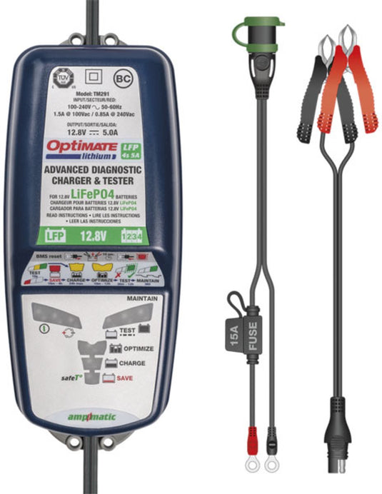 Optimate lithium 4s 6a 12.8v lifepo4 acculader onderhouder – automatische 10-stappen lader met ampmatic-technologie – veilig weerbestendig – voor motor, auto, atv waterscooter