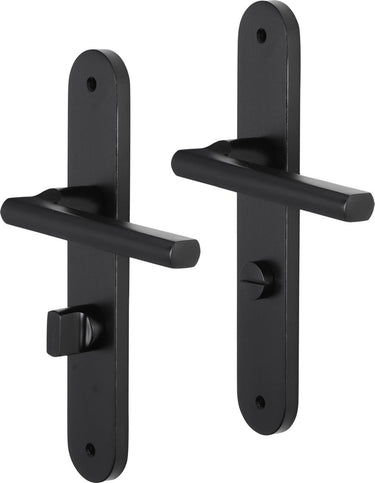 Impresso deurkruk - redhill - voor binnen - ovaal deurschild met schroef en toiletsluiting - aluminium zwart - 2 stuks