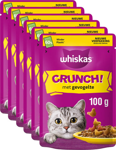 Whiskas kattensnoepjes - crunch snacks - gevogelte - 6 x 100g