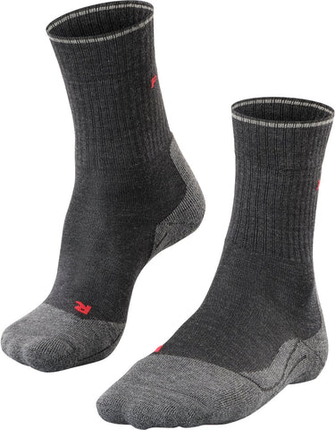Falke tk2 explore wool silk medium padding wol functioneel materiaal wandelsokken dames grijs - maat 41-42