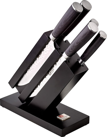 Richardson sheffield - uta - 5-delige messenset - inclusief design messenblok - gehamerde messen - pakka hout