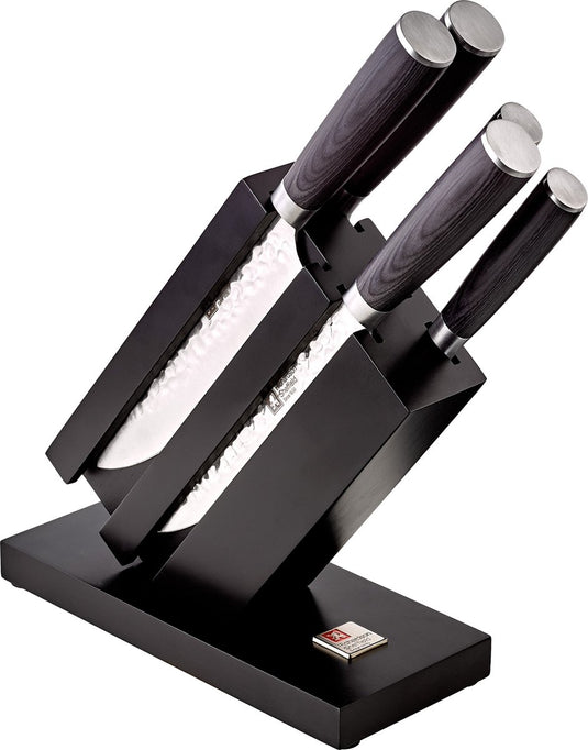 Richardson sheffield - uta - 5-delige messenset - inclusief design messenblok - gehamerde messen - pakka hout