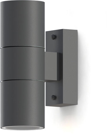 Calex wandlamp up downlight turin - 2x gu10 - ip54 water- en stofbestendig - geschikt voor binnen en buiten - eenvoudige installatie - cilinder - antraciet