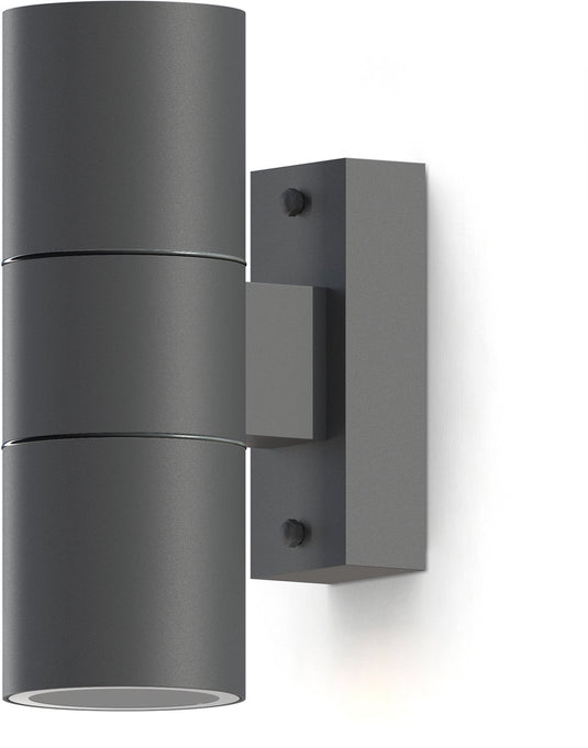 Calex wandlamp up downlight turin - 2x gu10 - ip54 water- en stofbestendig - geschikt voor binnen en buiten - eenvoudige installatie - cilinder - antraciet